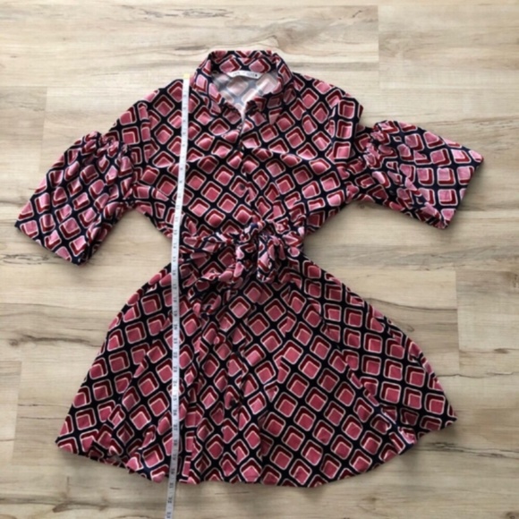 Zara Geometric Colour Block Full Button Up Dress - Picture 3 of 7